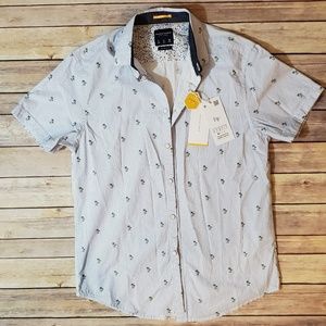 Denim & Flower Men’s Slim Fit Sm Blue Stripe Palms